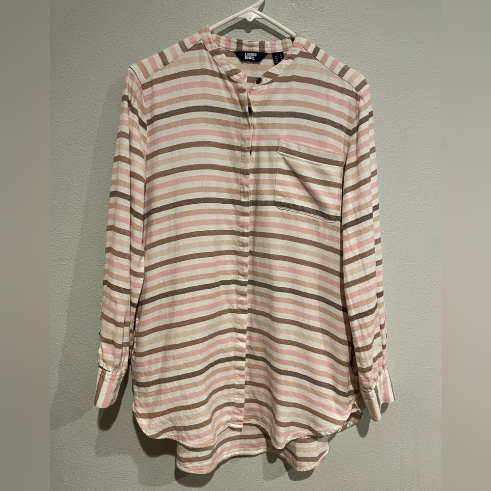Land’s End Striped Shacket with Pockets. Size M